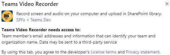 Microsoft Teams Custom Tab - Video Recorder App using SharePoint Framework